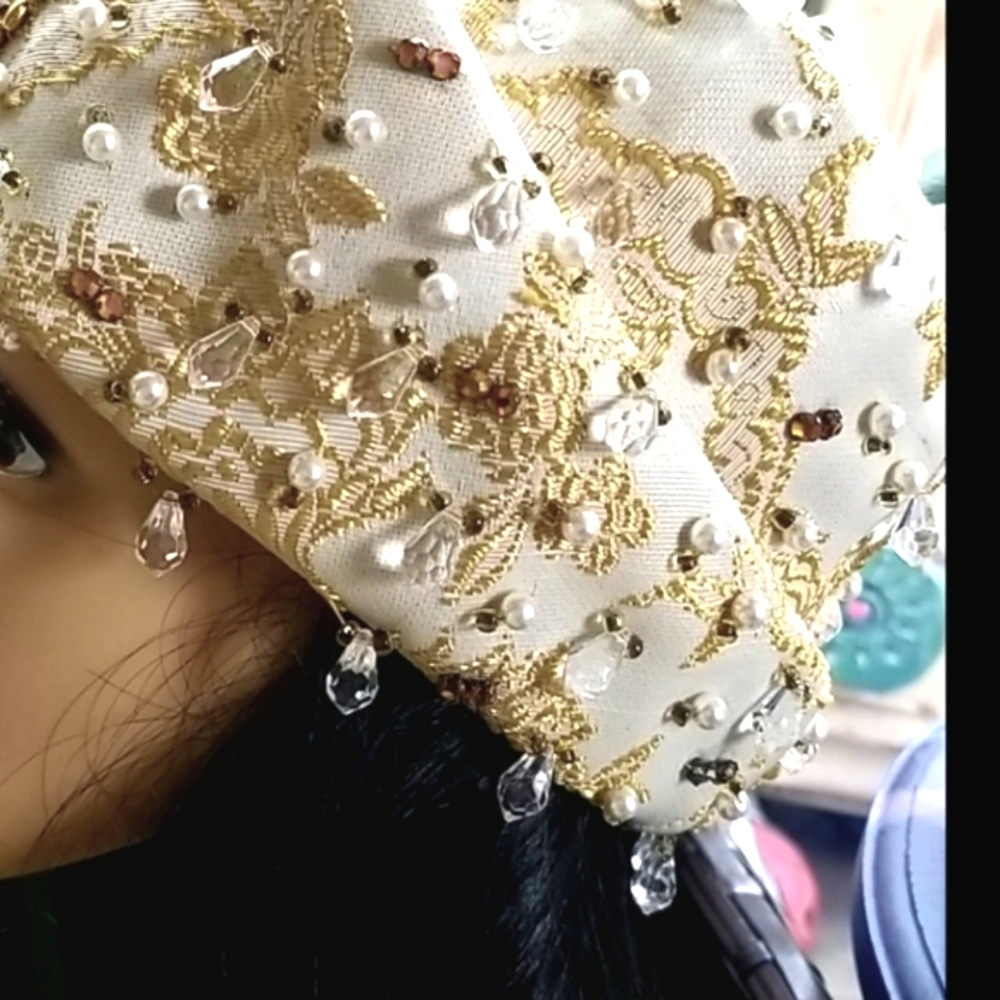 60's CHRISTIAN DIOR Vtg  Chapeaux Paris NY Beaded Ornate Wedding Hat Pristine EV - Picture 5 of 16